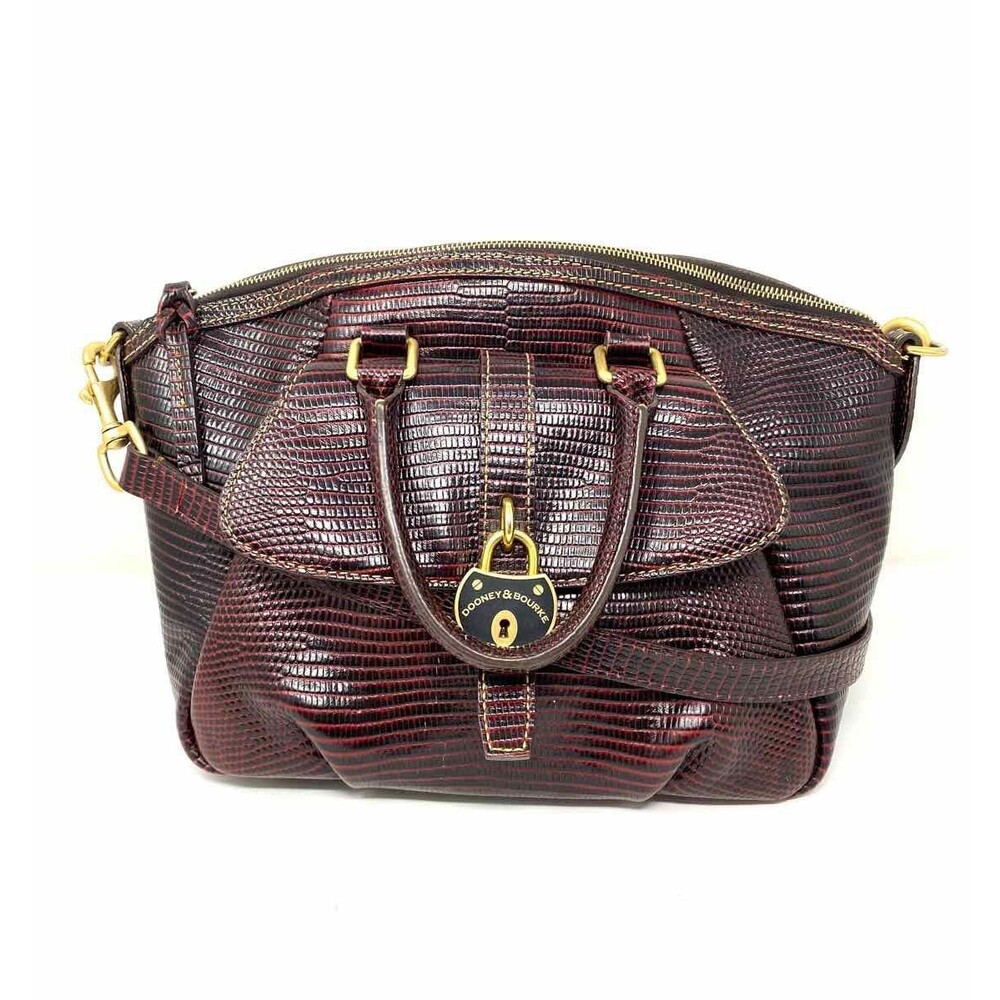 Dooney & Bourke Lizard Embossed Brown T Moro Drawstring Shoulder Bag New + Tags